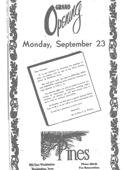 Grand Opening - Washington Evening Journal, September 20, 1946